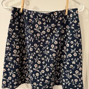 Hollister Navy Floral Mini Skirt